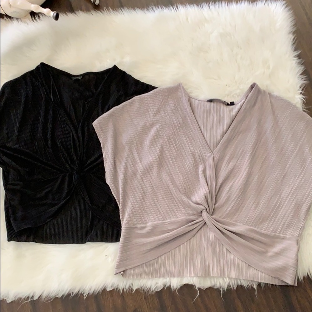 2 pcs pleated crop top